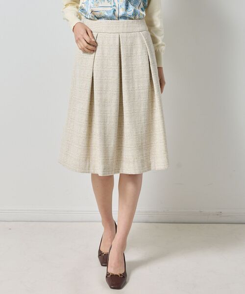 NARACAMICIE / ナラカミーチェ ミニ・ひざ丈スカート | 【NARACAMICIE】ツィードタックフレアスカート(クリーム)