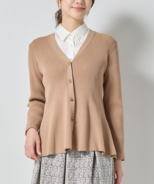 NARACAMICIE / ナラカミーチェ ニット・セーター | 【NARACAMICIE】フレアペプラムカーディガン(ベージュ)