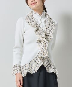 NARACAMICIE / ナラカミーチェ ニット・セーター | 【NARACAMICIE】ラメツィードドッキングフリルカーディガン
