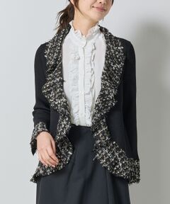 NARACAMICIE / ナラカミーチェ ニット・セーター | 【NARACAMICIE】ラメツィードドッキングフリルカーディガン