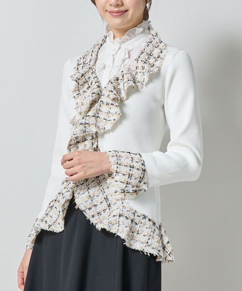 NARACAMICIE / ナラカミーチェ ニット・セーター | 【NARACAMICIE】ラメツィードドッキングフリルカーディガン | 詳細1