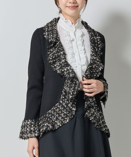 NARACAMICIE / ナラカミーチェ ニット・セーター | 【NARACAMICIE】ラメツィードドッキングフリルカーディガン | 詳細2