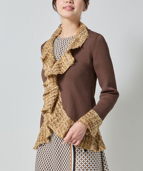 NARACAMICIE / ナラカミーチェ ニット・セーター | 【NARACAMICIE】ラメツィードドッキングフリルカーディガン | 詳細3