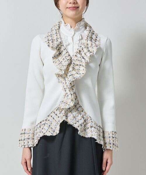 NARACAMICIE / ナラカミーチェ ニット・セーター | 【NARACAMICIE】ラメツィードドッキングフリルカーディガン | 詳細4