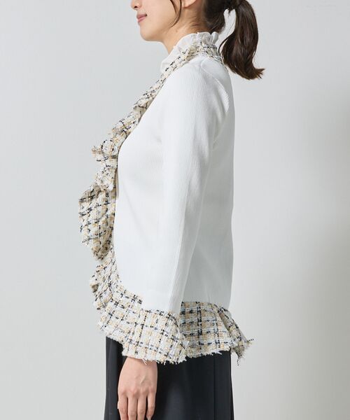 NARACAMICIE / ナラカミーチェ ニット・セーター | 【NARACAMICIE】ラメツィードドッキングフリルカーディガン | 詳細5