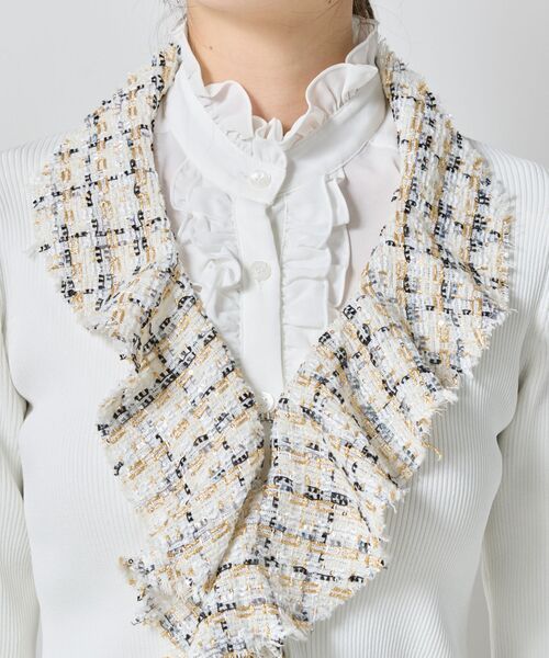 NARACAMICIE / ナラカミーチェ ニット・セーター | 【NARACAMICIE】ラメツィードドッキングフリルカーディガン | 詳細7