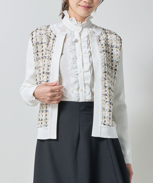 NARACAMICIE / ナラカミーチェ ニット・セーター | 【NARACAMICIE】ラメツィードドッキングクルーカーディガン | 詳細1