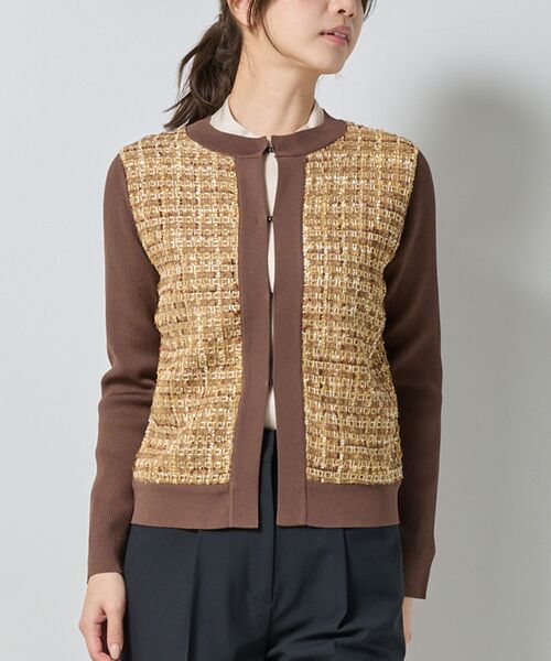 NARACAMICIE / ナラカミーチェ ニット・セーター | 【NARACAMICIE】ラメツィードドッキングクルーカーディガン | 詳細3