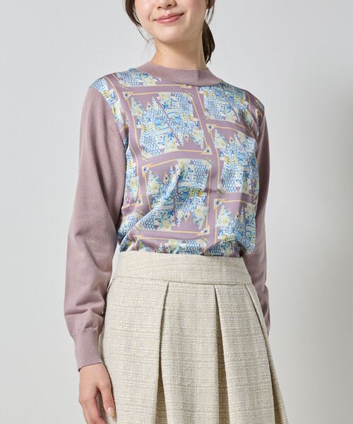 NARACAMICIE / ナラカミーチェ ニット・セーター | 【NARACAMICIE】GENIUS森柄ニットプルオーバー(グレー)