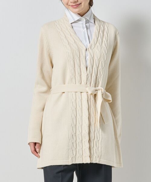 NARACAMICIE / ナラカミーチェ ニット・セーター | 【NARACAMICIE】ケーブルニットカーディガン(オフホワイト)