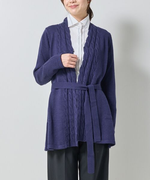 NARACAMICIE / ナラカミーチェ ニット・セーター | 【NARACAMICIE】ケーブルニットカーディガン(ネイビー)