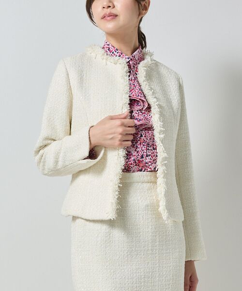 NARACAMICIE / ナラカミーチェ テーラードジャケット | 【NARACAMICIE】【セットアップ対応】ファンシーツィードノーカラージャケット | 詳細1