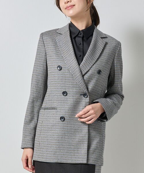 NARACAMICIE/ナラカミーチェ 【NARACAMICIE】【セットアップ対応】チェックダブルブレストジャケット グレー 2(L)11号 NARACAMICIE/ナラカミーチェ 【NARACAMICIE】【セットアップ対応】チェックダブルブレストジャケット グレー 2(L)11号