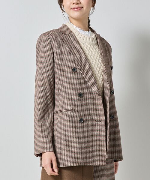 NARACAMICIE/ナラカミーチェ 【NARACAMICIE】【セットアップ対応】チェックダブルブレストジャケット ブラウン 2(L)11号 NARACAMICIE/ナラカミーチェ 【NARACAMICIE】【セットアップ対応】チェックダブルブレストジャケット ブラウン 2(L)11号