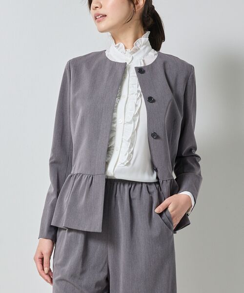 NARACAMICIE / ナラカミーチェ テーラードジャケット | 【NARACAMICIE】【セットアップ対応】ペプラムノーカラージャケット | 詳細1