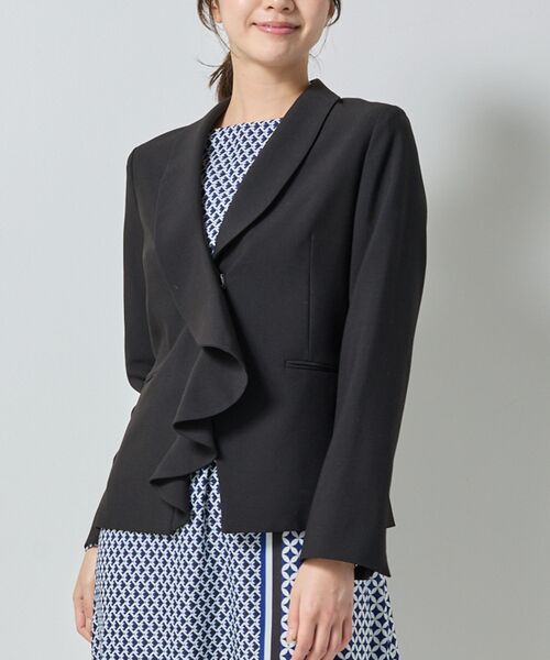 NARACAMICIE / ナラカミーチェ テーラードジャケット | 【NARACAMICIE】フリルジャケット(ブラック)