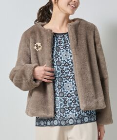 NARACAMICIE / ナラカミーチェ ダッフルコート | 【NARACAMICIE】ブローチ付きエコファージャケット