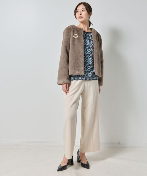 NARACAMICIE / ナラカミーチェ ダッフルコート | 【NARACAMICIE】ブローチ付きエコファージャケット | 詳細13