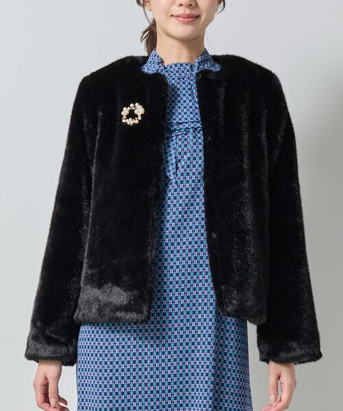 NARACAMICIE / ナラカミーチェ ダッフルコート | 【NARACAMICIE】ブローチ付きエコファージャケット | 詳細2