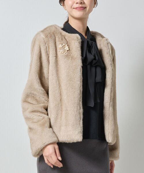 NARACAMICIE / ナラカミーチェ ダッフルコート | 【NARACAMICIE】ブローチ付きエコファージャケット | 詳細3