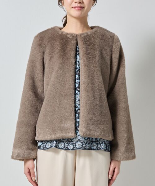 NARACAMICIE / ナラカミーチェ ダッフルコート | 【NARACAMICIE】ブローチ付きエコファージャケット | 詳細4