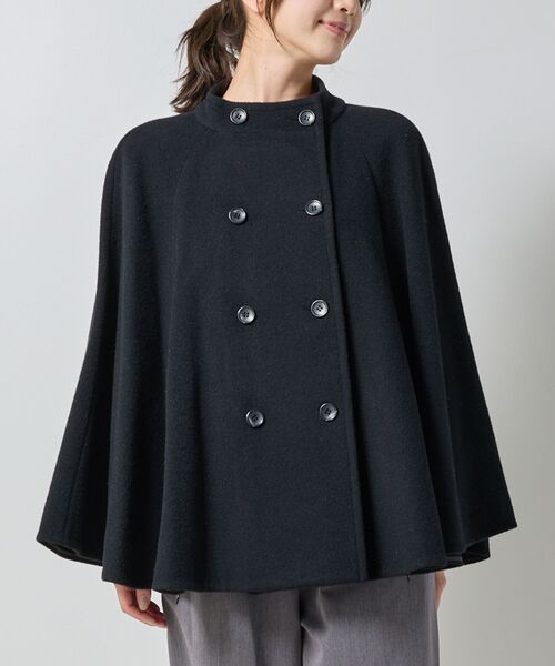 NARACAMICIE/ナラカミーチェ 【NARACAMICIE】ウールポンチョコート ブラック 1(M)9号 NARACAMICIE/ナラカミーチェ 【NARACAMICIE】ウールポンチョコート ブラック 1(M)9号