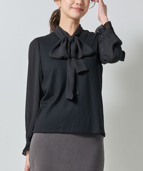 NARACAMICIE / ナラカミーチェ カットソー | 【NARACAMICIE】ウールジャージリボンプルオーバー | 詳細1