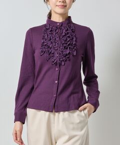 NARACAMICIE / ナラカミーチェ カットソー | 【NARACAMICIE】ウールジャージフリル長袖カットソー