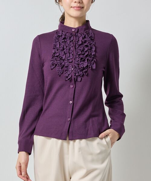 NARACAMICIE / ナラカミーチェ カットソー | 【NARACAMICIE】ウールジャージフリル長袖カットソー(パープル)