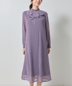 NARACAMICIE / ナラカミーチェ ロング・マキシ丈ワンピース | 【NARACAMICIE】小紋幾何フリルワンピース