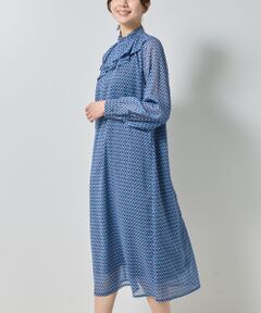 NARACAMICIE / ナラカミーチェ ロング・マキシ丈ワンピース | 【NARACAMICIE】小紋幾何フリルワンピース