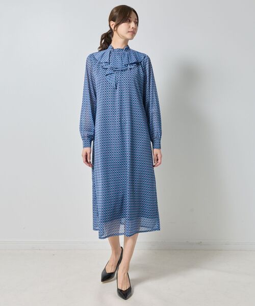 NARACAMICIE / ナラカミーチェ ロング・マキシ丈ワンピース | 【NARACAMICIE】小紋幾何フリルワンピース | 詳細12