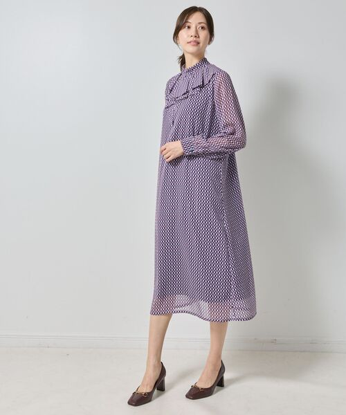 NARACAMICIE / ナラカミーチェ ロング・マキシ丈ワンピース | 【NARACAMICIE】小紋幾何フリルワンピース | 詳細13