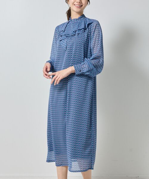 NARACAMICIE / ナラカミーチェ ロング・マキシ丈ワンピース | 【NARACAMICIE】小紋幾何フリルワンピース | 詳細2