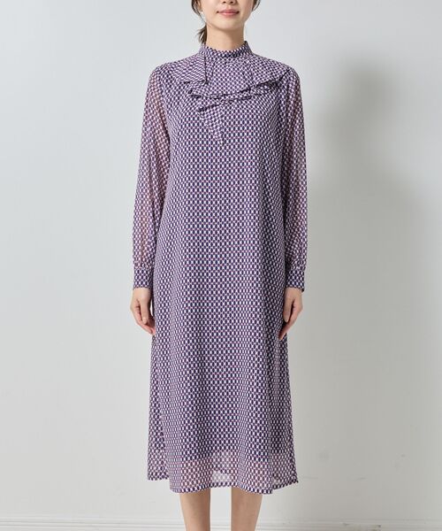 NARACAMICIE / ナラカミーチェ ロング・マキシ丈ワンピース | 【NARACAMICIE】小紋幾何フリルワンピース | 詳細3