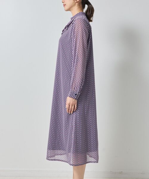 NARACAMICIE / ナラカミーチェ ロング・マキシ丈ワンピース | 【NARACAMICIE】小紋幾何フリルワンピース | 詳細4