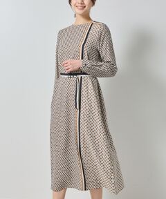 NARACAMICIE / ナラカミーチェ ロング・マキシ丈ワンピース | 【NARACAMICIE】共ベルト付パッチワーク幾何ワンピース