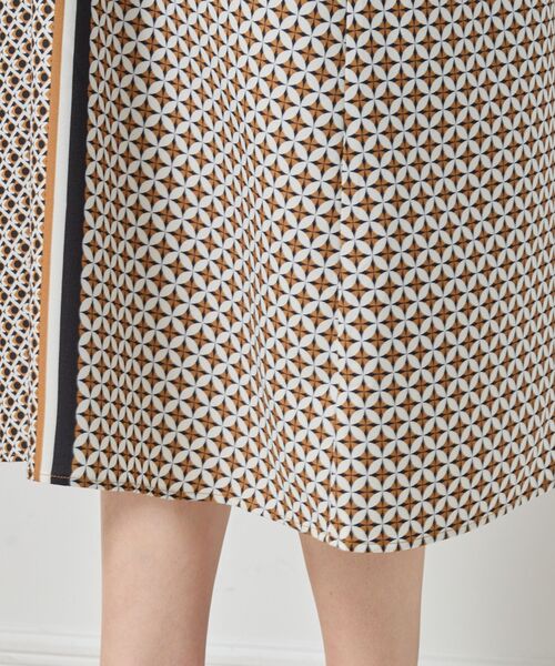 NARACAMICIE / ナラカミーチェ ロング・マキシ丈ワンピース | 【NARACAMICIE】共ベルト付パッチワーク幾何ワンピース | 詳細10