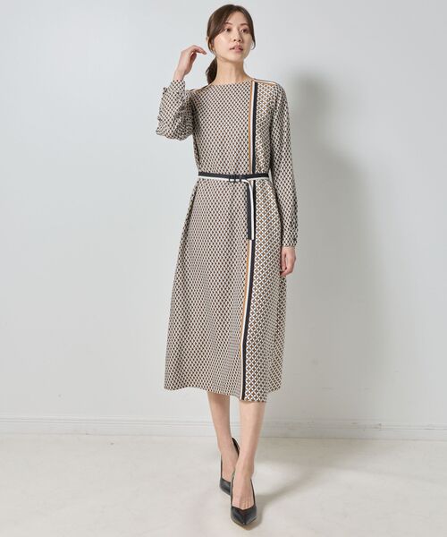 NARACAMICIE / ナラカミーチェ ロング・マキシ丈ワンピース | 【NARACAMICIE】共ベルト付パッチワーク幾何ワンピース | 詳細12