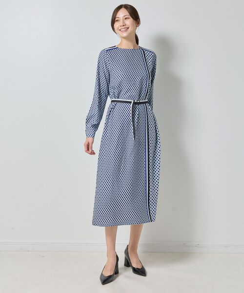 NARACAMICIE / ナラカミーチェ ロング・マキシ丈ワンピース | 【NARACAMICIE】共ベルト付パッチワーク幾何ワンピース | 詳細13