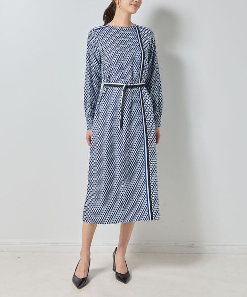 NARACAMICIE / ナラカミーチェ ロング・マキシ丈ワンピース | 【NARACAMICIE】共ベルト付パッチワーク幾何ワンピース | 詳細2