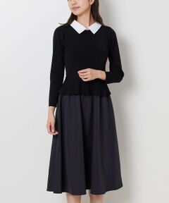 NARACAMICIE / ナラカミーチェ ロング・マキシ丈ワンピース | 【NARACAMICIE】襟取り外しバイカラーニットワンピース