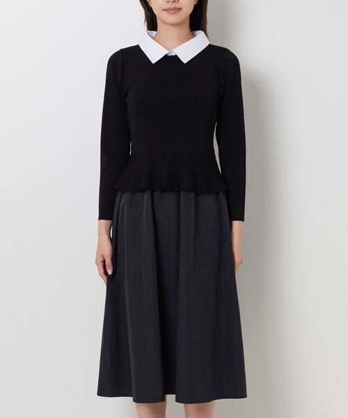 NARACAMICIE / ナラカミーチェ ロング・マキシ丈ワンピース | 【NARACAMICIE】襟取り外しバイカラーニットワンピース | 詳細1