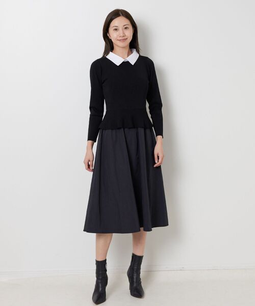 NARACAMICIE / ナラカミーチェ ロング・マキシ丈ワンピース | 【NARACAMICIE】襟取り外しバイカラーニットワンピース | 詳細10