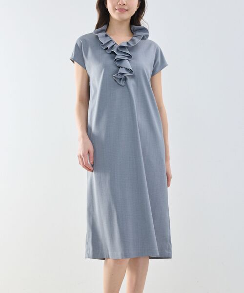NARACAMICIE / ナラカミーチェ ロング・マキシ丈ワンピース | 【NARACAMICIE】スタンドフリルワンピース(グレー)