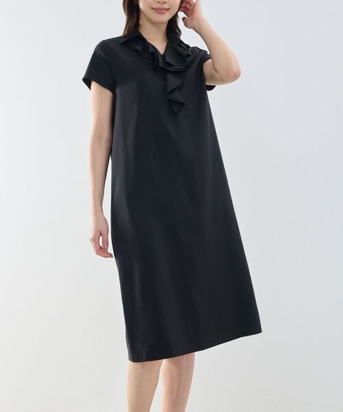 NARACAMICIE / ナラカミーチェ ロング・マキシ丈ワンピース | 【NARACAMICIE】スタンドフリルワンピース(ブラック)