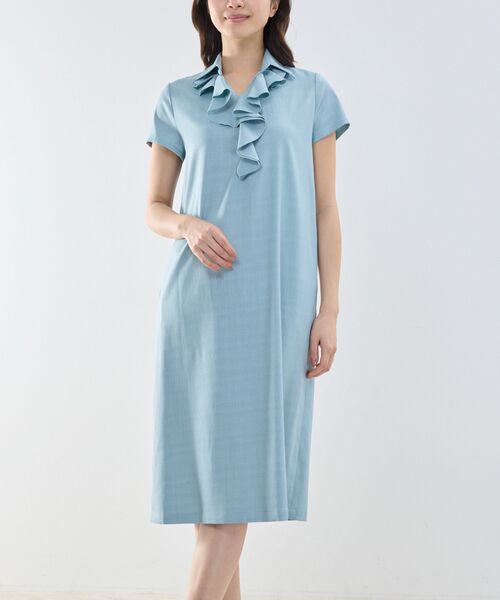 NARACAMICIE / ナラカミーチェ ロング・マキシ丈ワンピース | 【NARACAMICIE】襟付きフリルワンピース(グリーン)