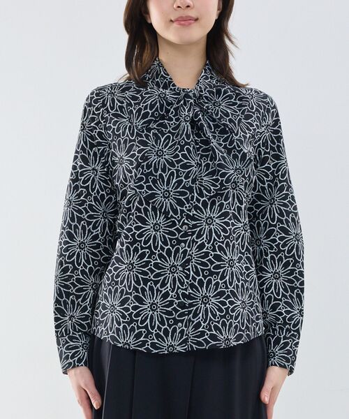 NARACAMICIE / ナラカミーチェ シャツ・ブラウス | 【NARACAMICIE】レースプリントボウタイ長袖ブラウス | 詳細1
