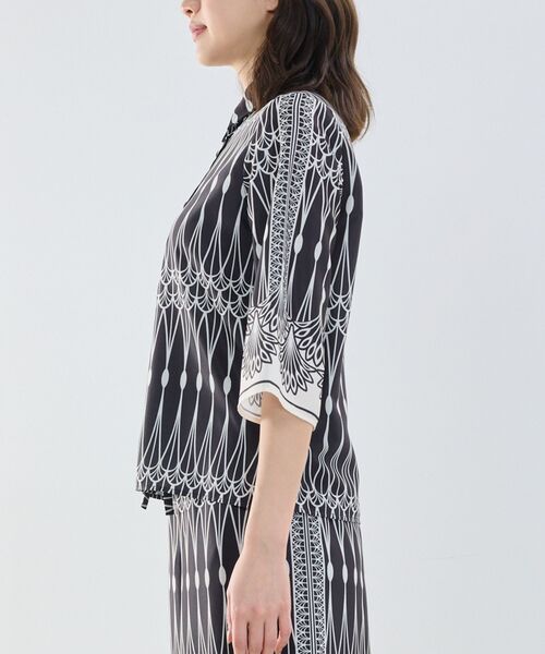 NARACAMICIE / ナラカミーチェ シャツ・ブラウス | 【NARACAMICIE】ライン幾何柄シャツ衿七分袖ブラウス | 詳細2