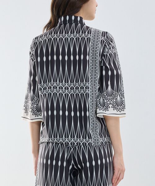 NARACAMICIE / ナラカミーチェ シャツ・ブラウス | 【NARACAMICIE】ライン幾何柄シャツ衿七分袖ブラウス | 詳細3